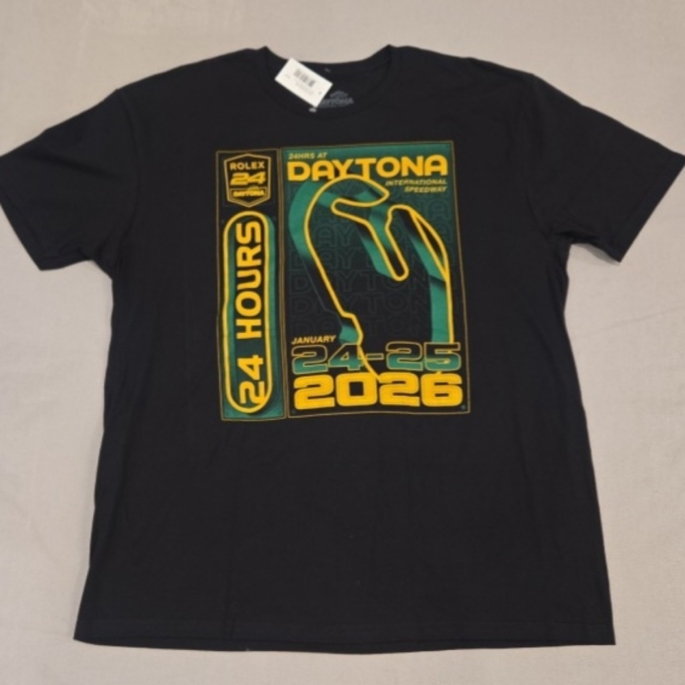 2026 Rolex 24 Track Outline T-Shirt Daytona Men's Size XL Black Pit Shop IMSA
